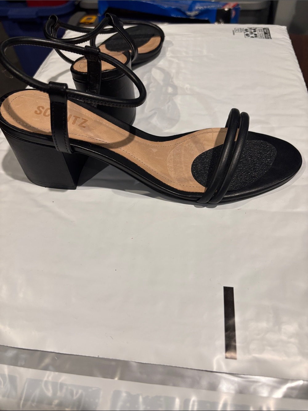 SCHUTZ Black Minimalist Strappy Heeled Sandals - Picture 3 of 4